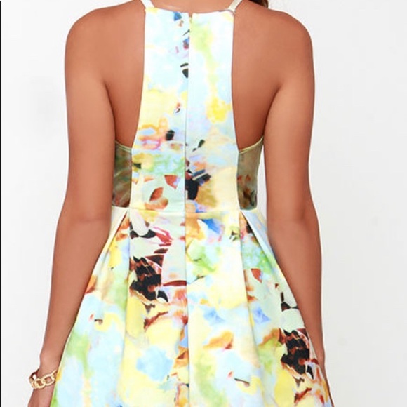 JOA floral women’s wedding fairyYellow Print Midi Dress - Picture 4 of 7